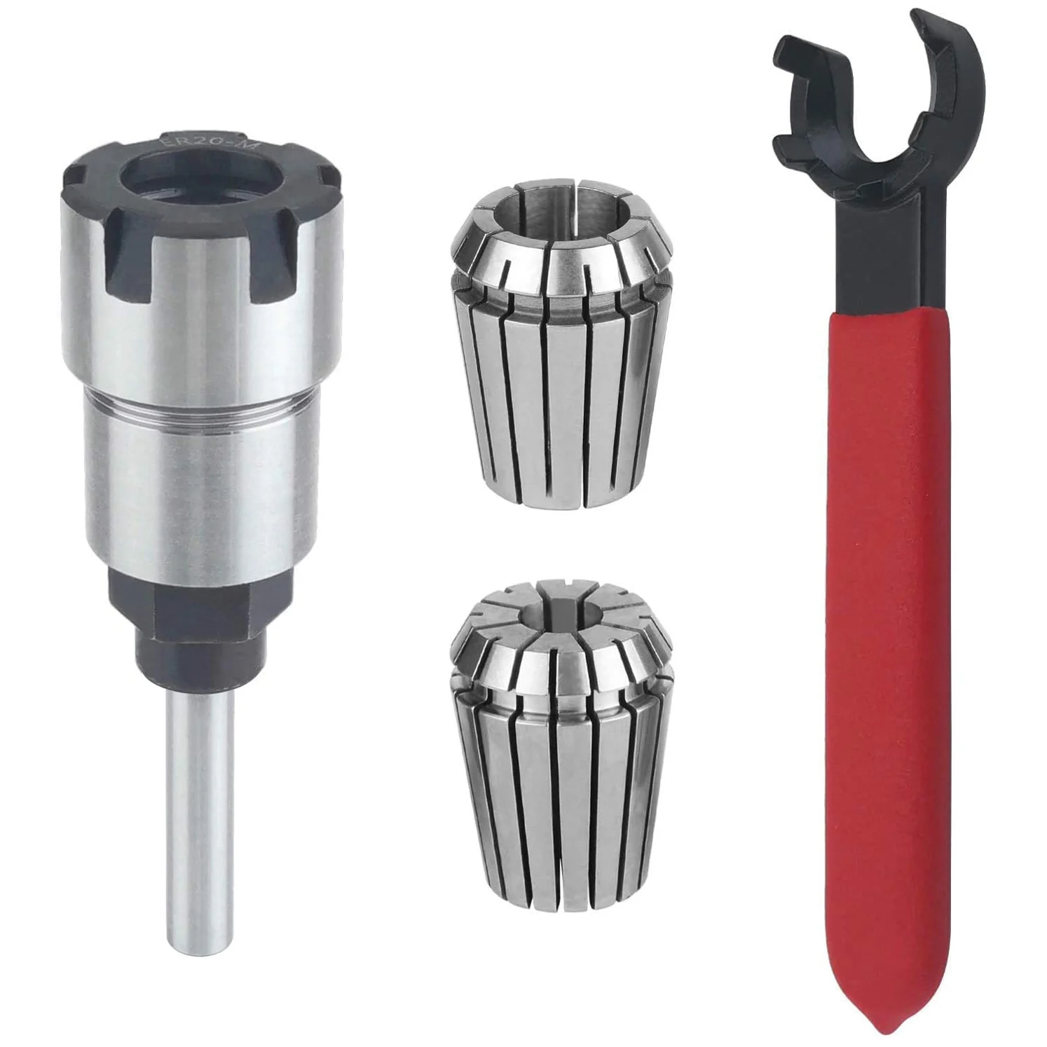 

Shank Router Bit Colle Collet Extension Chuck Converter Adapter,Convert 1/2,1/4-Inch Shank Bit with ER20 Spring Collet