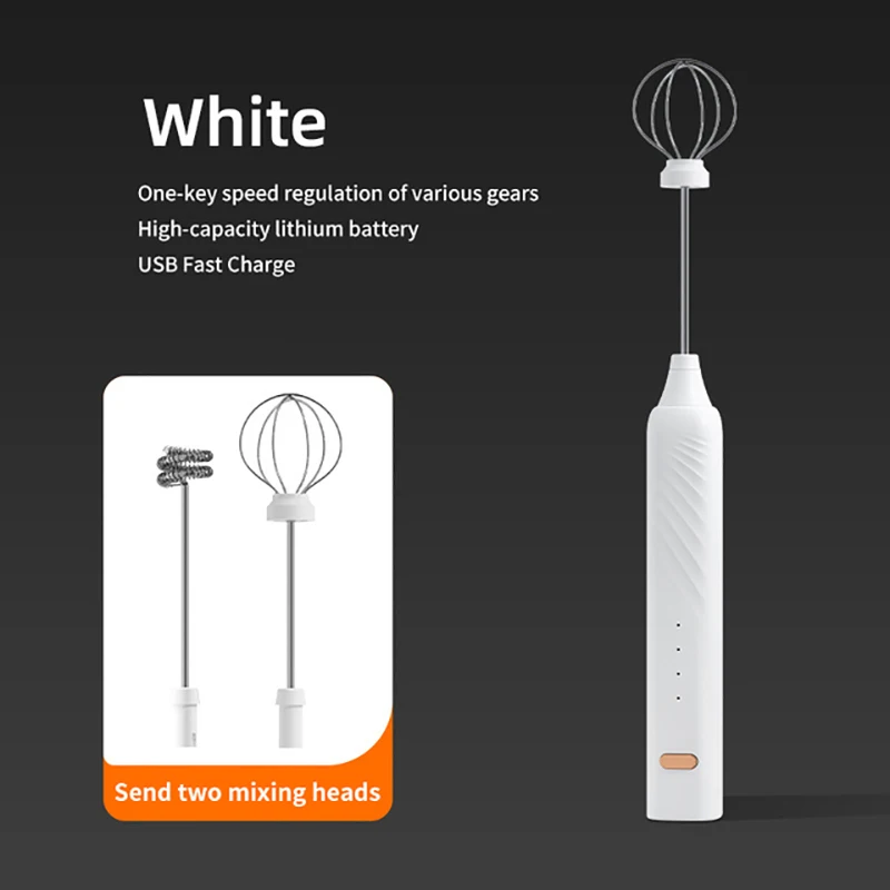 Handheld Electric Milk Frother 3 Speeds Egg Mixer USB Rechargeable Coffee Frothing Wand Cappuccino Stirrer Kitchen Whisk Tool