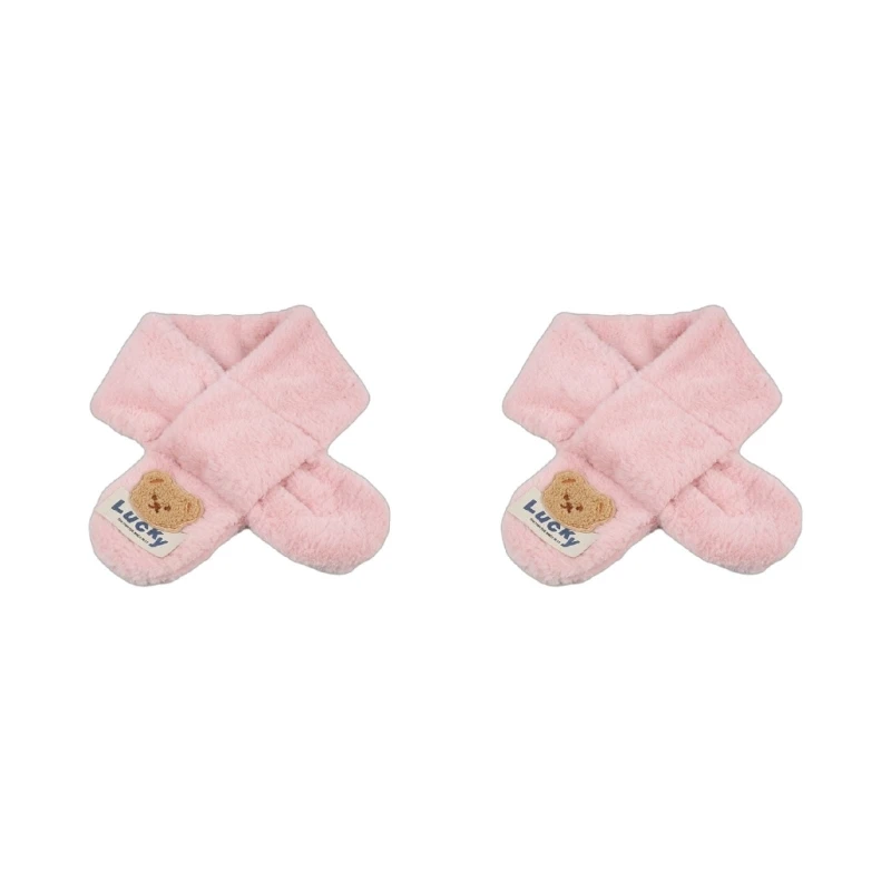 Y1UB Cartoon Bear Kids Scarf Warm and Cosy Neckerchief Autumn Winter Accessories Shower Gift for 2-10T Boys and Girls