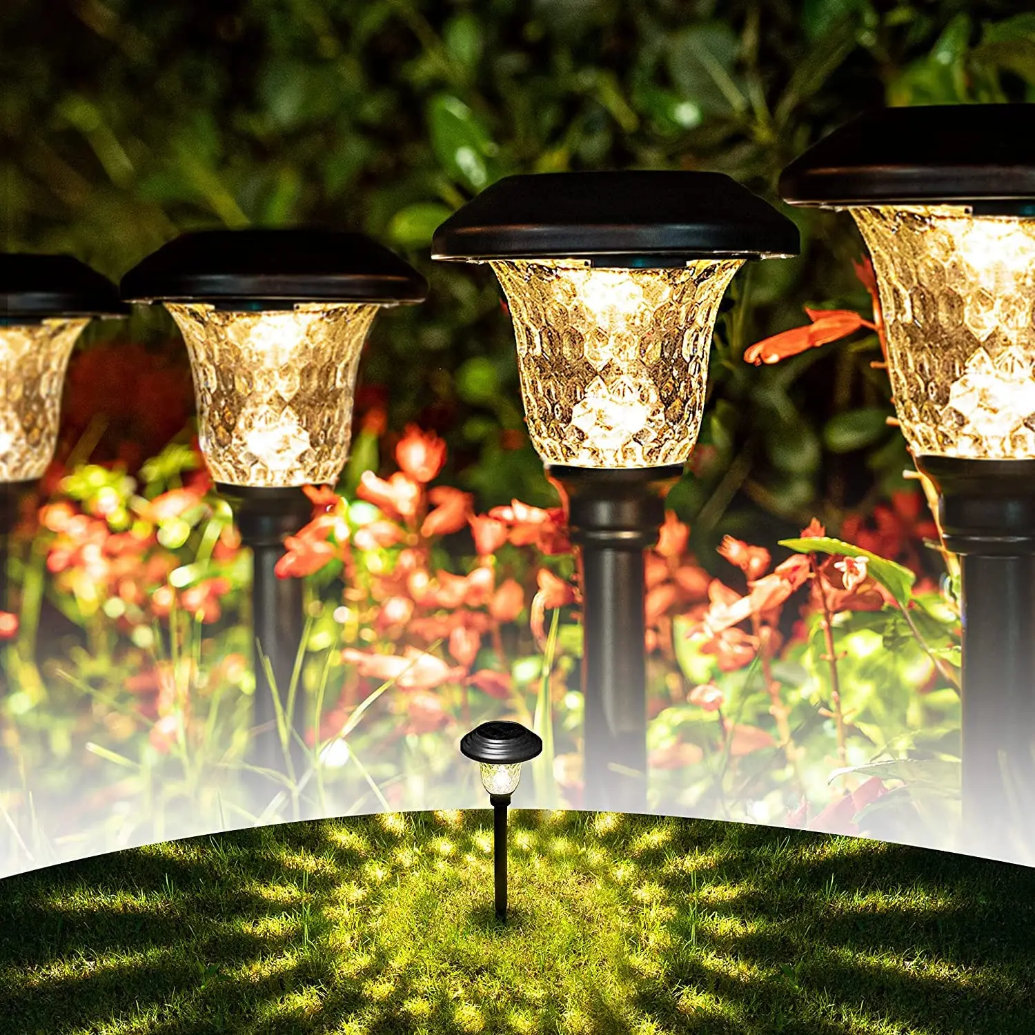Description Picture 2 of item2PCS LED Solar Pathway Lights Outdoor IP65 Waterproof Garden Lamp Led Path Lights for Villa Yard Landscape Walkway Lighting