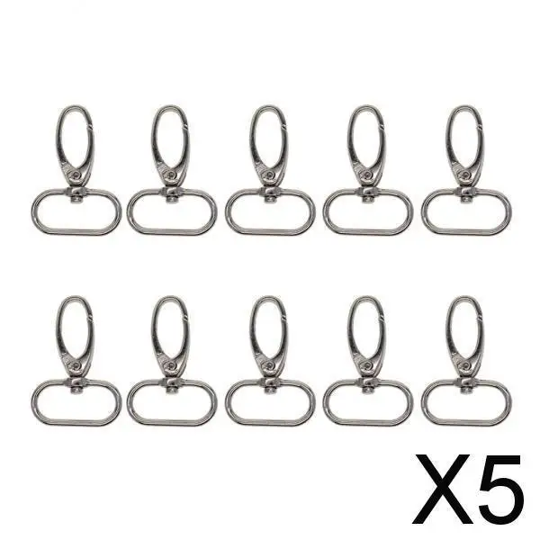 

5x10 pieces Silver Swivel Lanyard Snap Hook with Key Rings Jewelry Findings