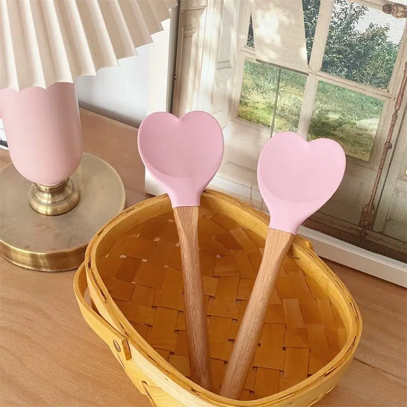 INS Cute Pink Love Pot Shovel Dormitory Girls' Kitchen Multi Use Kitchenware Long Handle Handmade Dessert Baking Tool Kitchen