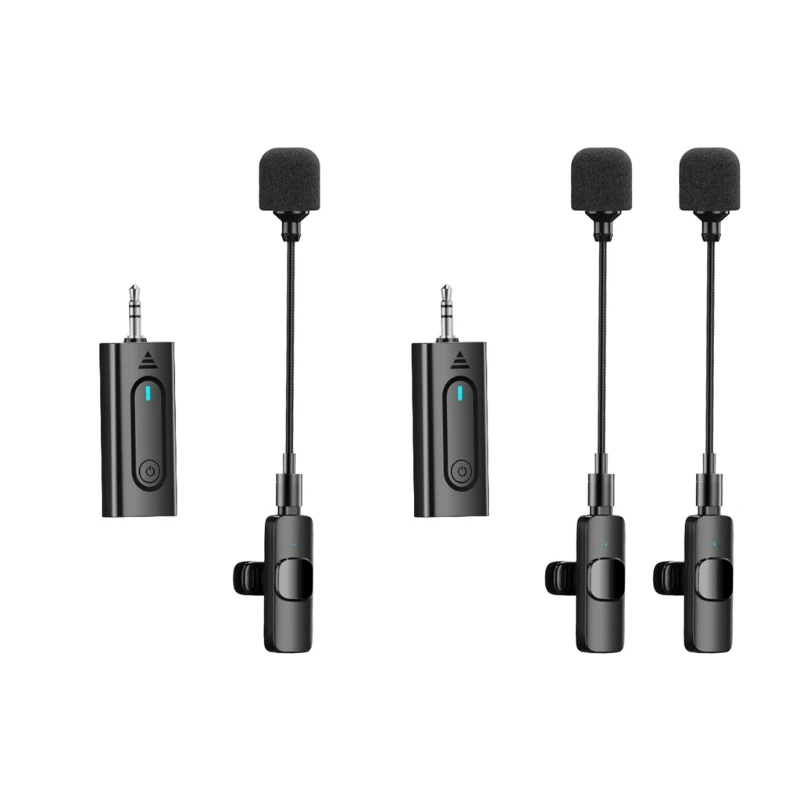 

2.4G 2 in 1 Wireless Handheld Lavalier Microphone 3.5mm Ports for Camera Laptop Recording