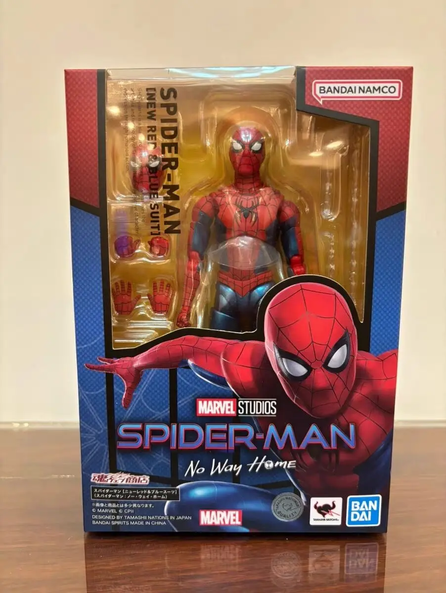 Nuovo Originale Bandai Shf Marvel Spider-Man Hero No Return Peter Parker Red And Blue Suit Action Figure Mdoel Collect Gifts