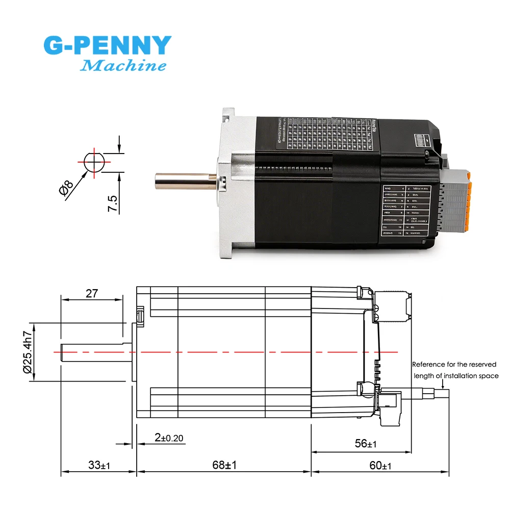 G-Penny IESV57-30-10-36-17BC JMC 서보 모터 17Bit NEMA23 100W 36V DC 3000rpm 통합 드라이브 모터 CNC 라우터 산업용 모터