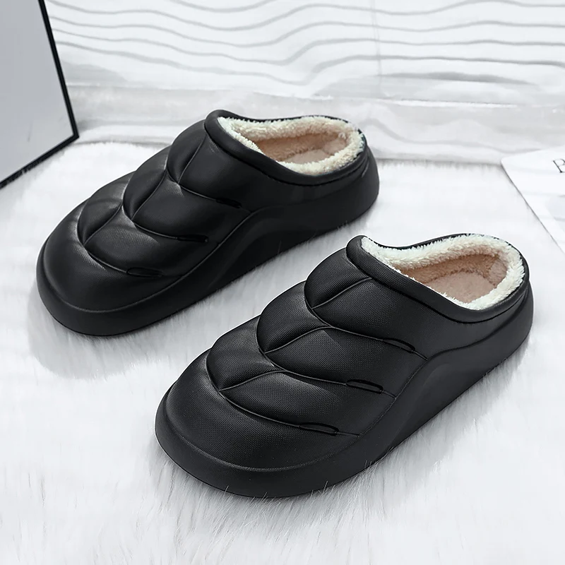

Couple Slippers Eva Fluffy Outdoor Waterproof Popular Style Easy To Clean Young Fashion Non-slip Lightweight Winter Warm Shoes