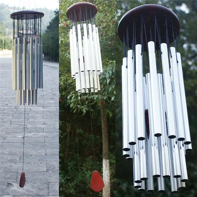 D2 대형 27 튜브 Windchime Macrame 채플 벨 바람 종소리 야외 정원 ..