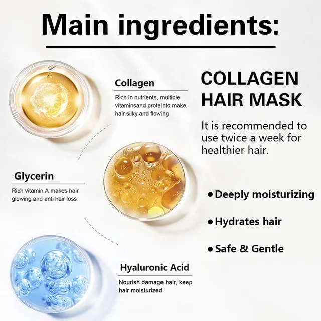 Cura dei capelli al collagene Riparazione profonda Condizionamento Maschera per capelli all'olio di argan marocchino Essenza adatta per capelli secchi e danneggiati 2