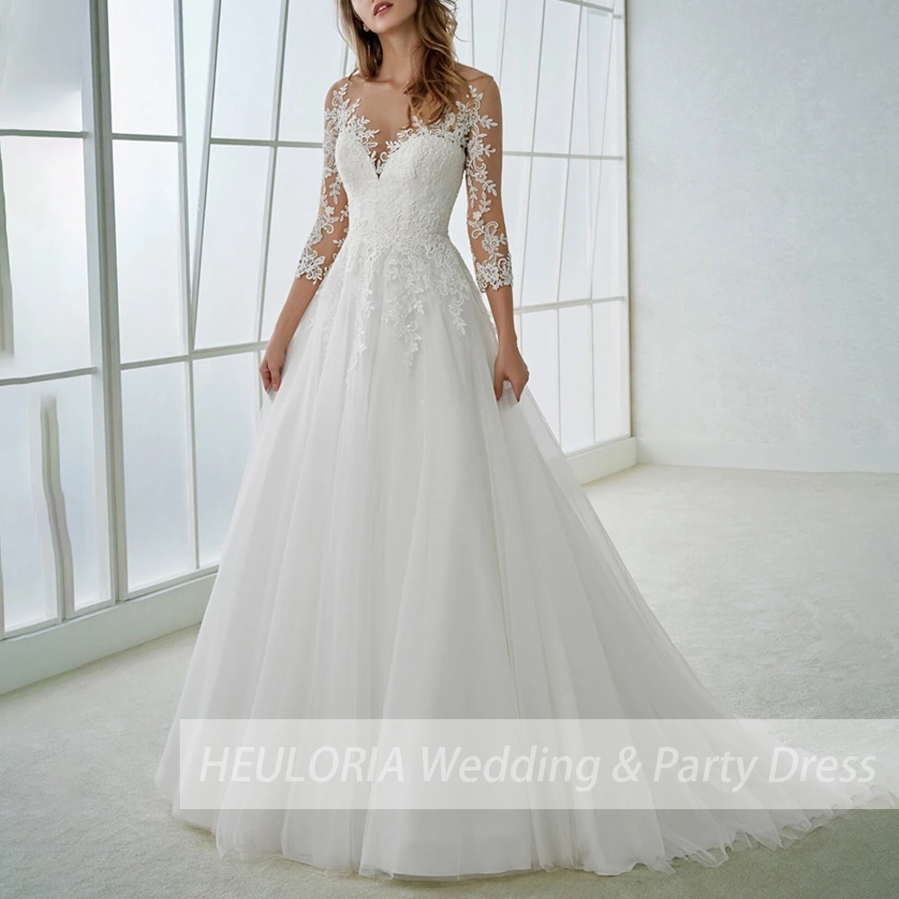 

Boho Wedding Dresses long sleeve A-Line Wedding Gown Sweetheart Bridal Gown