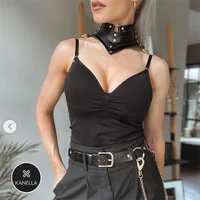 Noir Sexy à la mode Rock gothique collier colliers bijoux gothique en cuir ceinture Rivets Harajuku Punk collier ras du cou pour les femmes cadeau 4