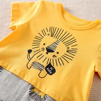 Baby Boy Girl Newborn Casual Solid Color Contrast Cute Lion Comfortable Cotton Short Sleeved Toddler Summer Jumpsuit 5