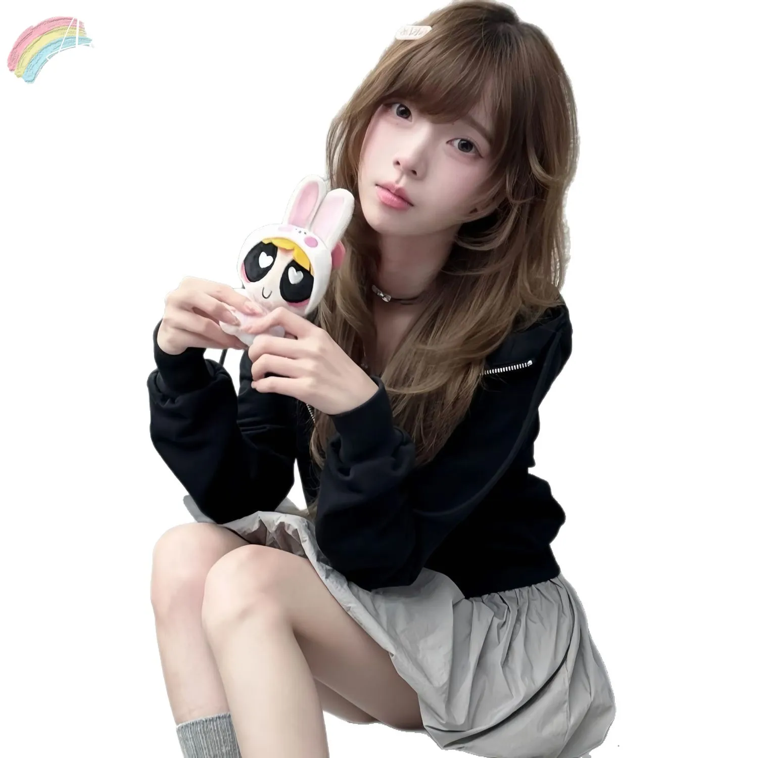 Ashely Cold Brown Wig with Straight Bangs Creating A High-level Atmosphere and Cute Japanese Style Syntheticusd Synthetic  Wigs