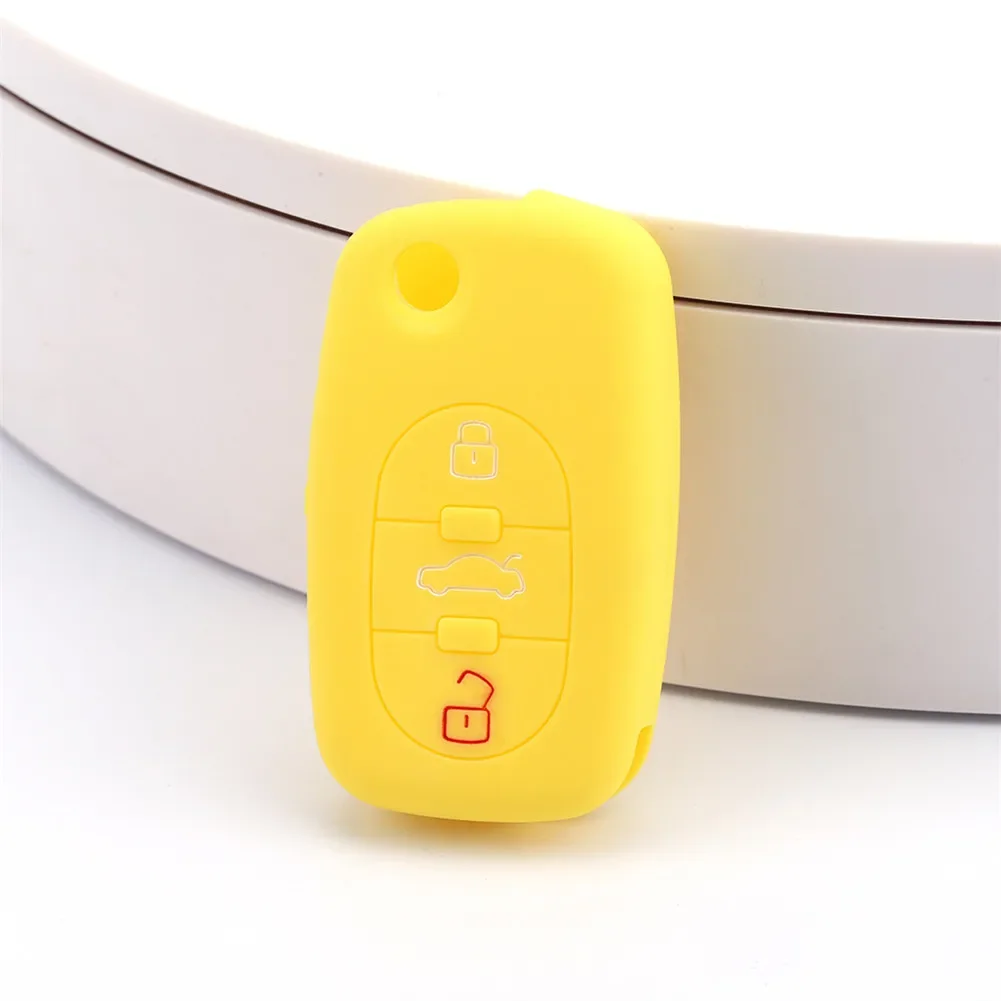 Silicone Car Key Cover Case Auto Flip Remote Key Protector Skin Holder for Audi A2 A3 A4 A6 A8 TT Allroad Cabriolet Roadster key case key case cover car key shell remote control case cover flip key fob shell