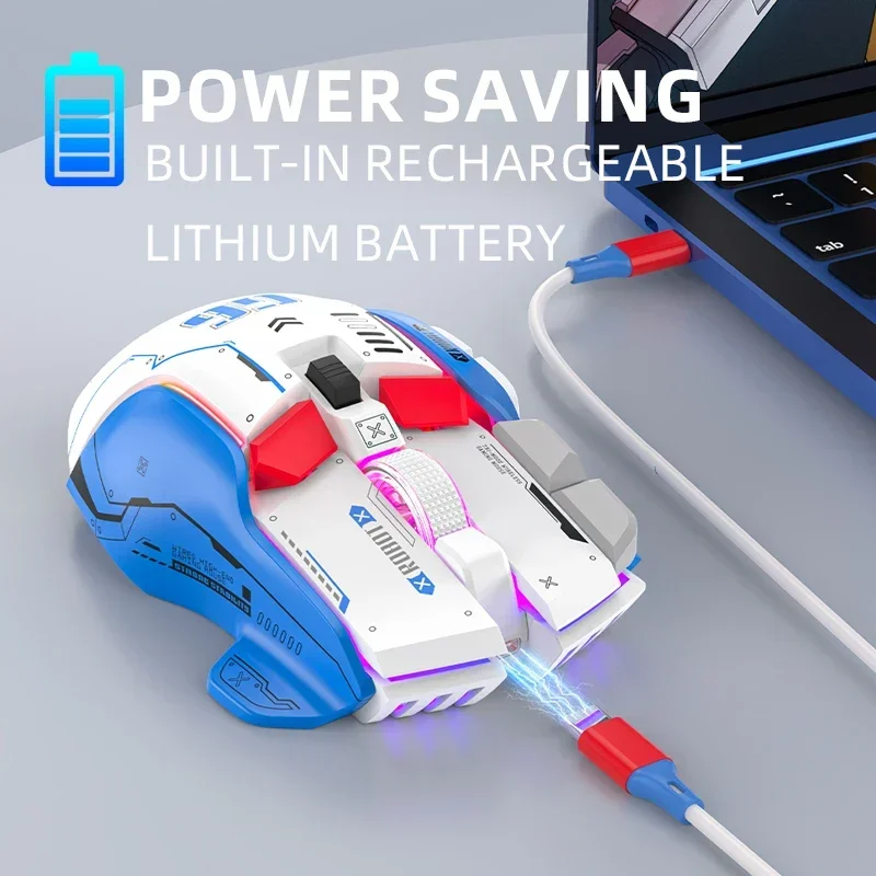 트라이 모드 2.4G USB 블루투스 무선 게이밍 마우스, 12 키 RGB 게임 유선 메슈 마우스, 윈도우 IOS 홈 오피스 노트북 PC 게이머용