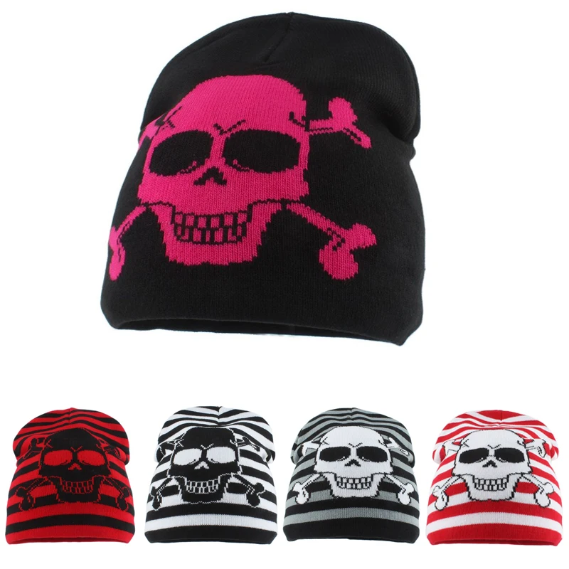 AutumnWinterJacquardWeaveSkullHipHopCapAcrylicKnitSkullies