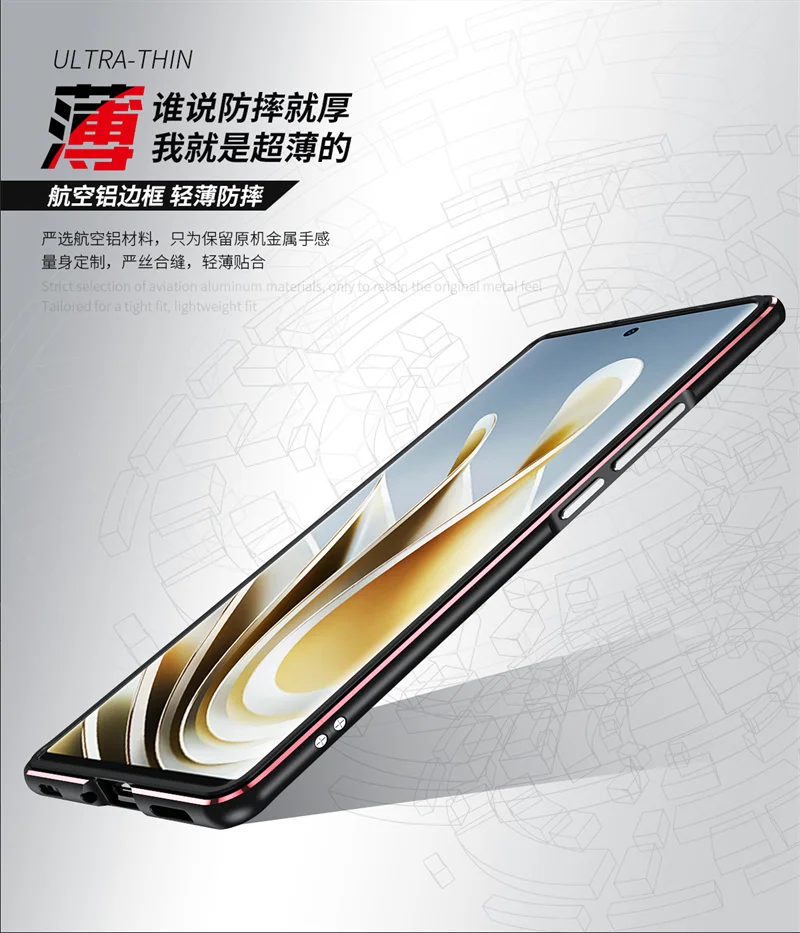 ZTE Nubia Z50 NubiaZ50 NX711J Bumper Aluminum Metal Frame Cover Hard Case for ZTE Nubia Z50 NX711J Bumper with Lens Protector