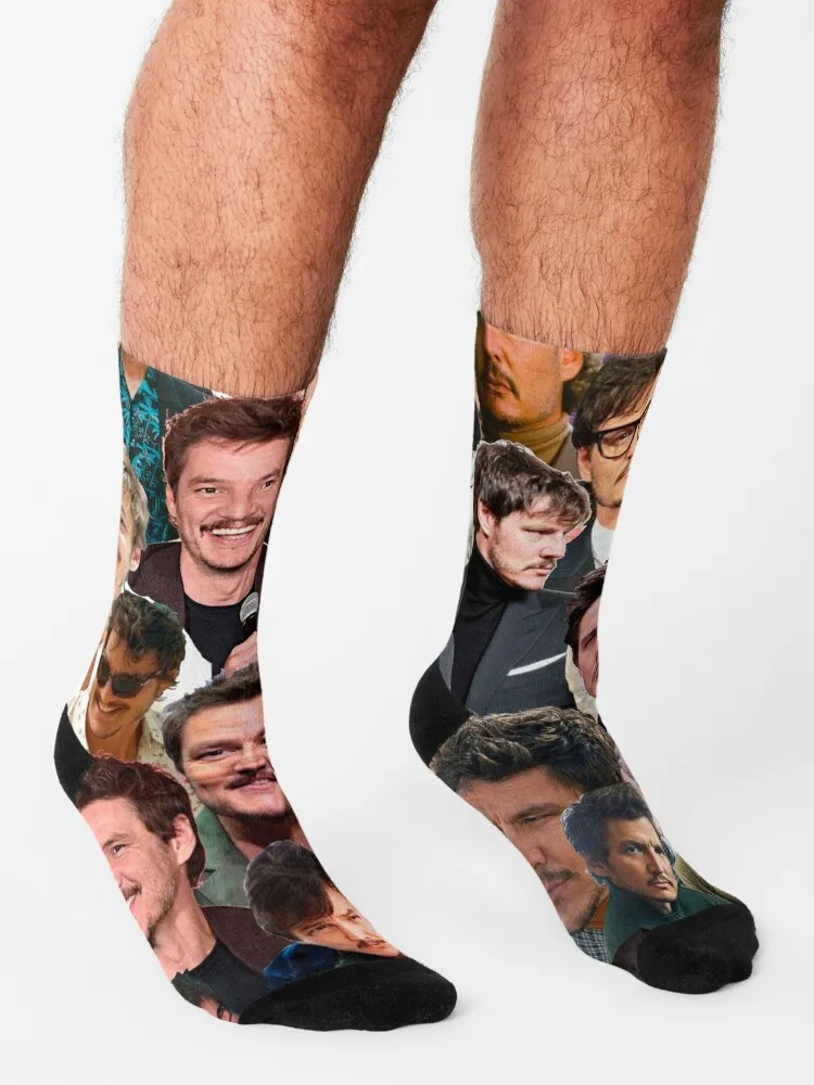Pedro Pascal Photo Collage Socks MEN FASHION Funny socks hiking golf