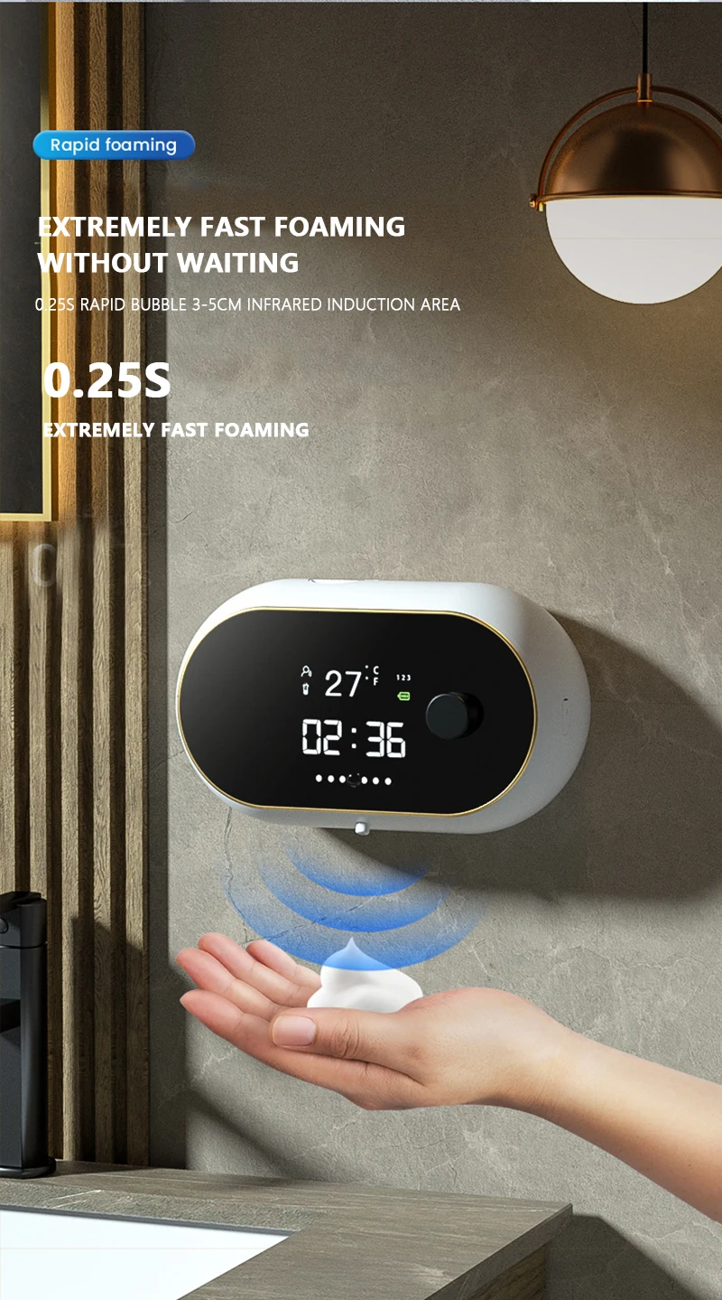Creative Liquid Foam Soap Dispensers Time Temperature Display Human Body Induction Hand Wash Waterproof Automatic Soap Dispenser 6