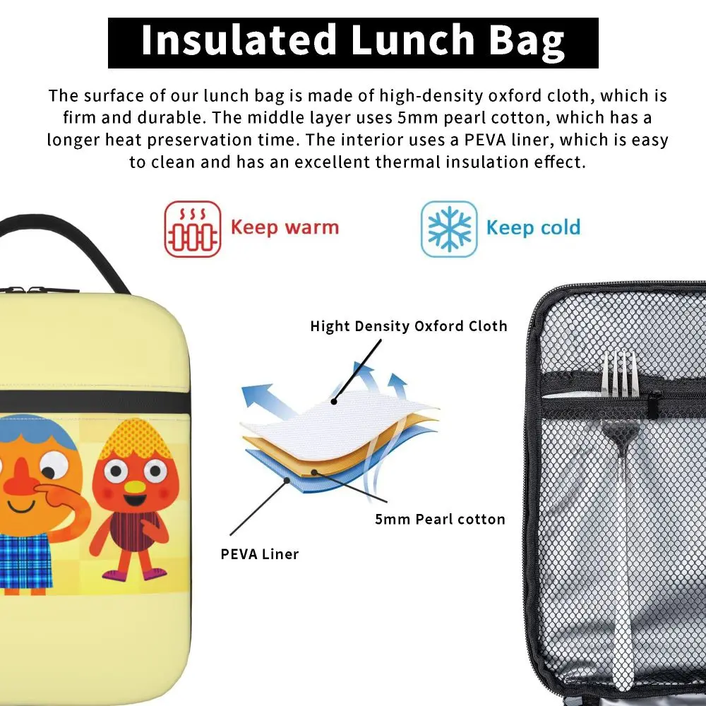 Ich! Lunchtasche mit Nudel- und Pals-Songs, super einfach, tragbar, mit Reißverschluss, Lunchbox für Erwachsene, Picknick-Aufdruck, Kühltasche, Oxford-Thermo-Lunchtaschen – Detail 5