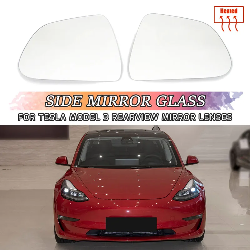 

1 пара боковых зеркал заднего вида, стеклянные линзы для Tesla Model 3 2018 2019 2020 2021, широкоугольный обзор, антибликовое покрытие Model3