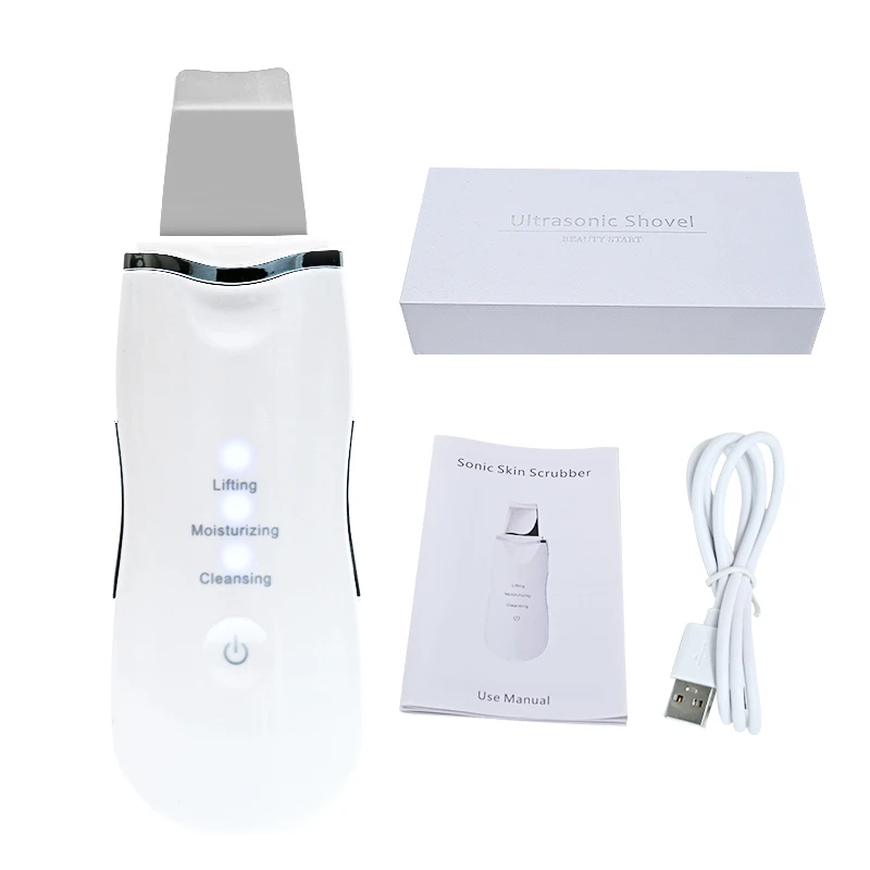 Ultrasonic Face Scrubber Facial Peeling Skin Scrubber Deep Facial Cleaning Spatula Acne Pore Ultrasonic Cleanser