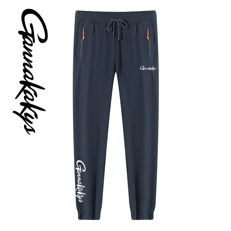 Thin Summer Fishing Pants for Men Elastic Breathable Sweat Wicking Ice Silk Pants Breathable Sports Cycling Pants
