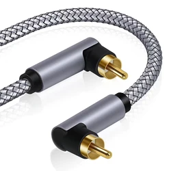 Premium Right Angle Dual RCA Subwoofer Audio Cable - High - Quality Coaxial Connection for Enhanced Sound (Available in 10M & 15M) (Grey)