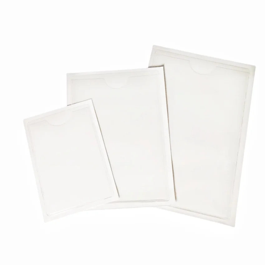 100pcs 플라스틱 PVC 소프트 커버 홀더 재료 라벨 태그 탭 로그인 이름 카드 디스플레이 뒷면 초상화에 접착 테이프