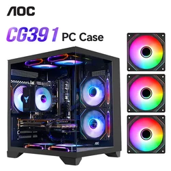 Boîtier de bureau mATX de jeu amélioré AOC CG391 avec vue sur la mer et 3 ventilateurs pour un refroidissement optimal