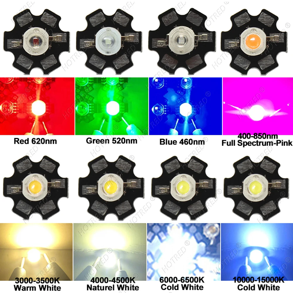led lamp led lamp beads led chip led lamp bulb 10pcs high power LED COB chip 1W 3W 5W warm cool white red blue green yellow full spectrum 660nm 440nm grow light aquarium lamps