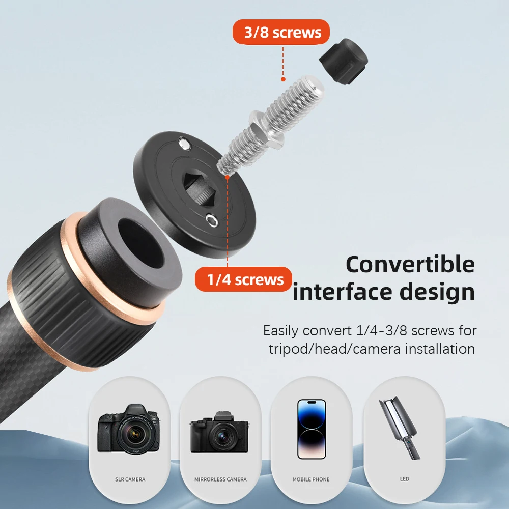 36.6in Tripod Extension Rod Boom Arm 10KG Capacity 2 Sections