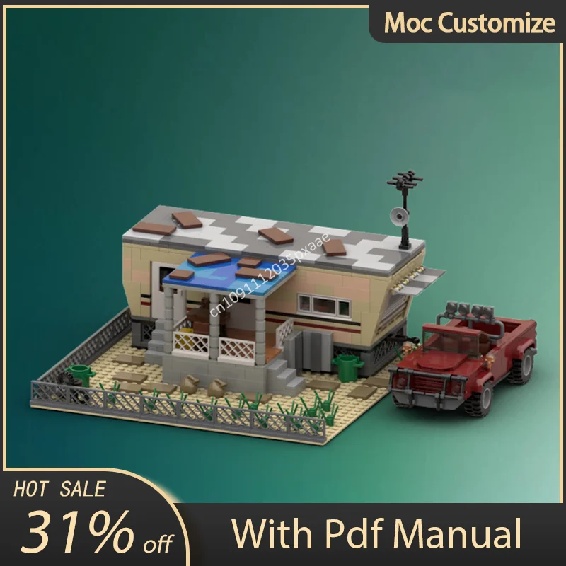 1124pcs Moc Game Buildings GTA V Trevor's Trailer Urban