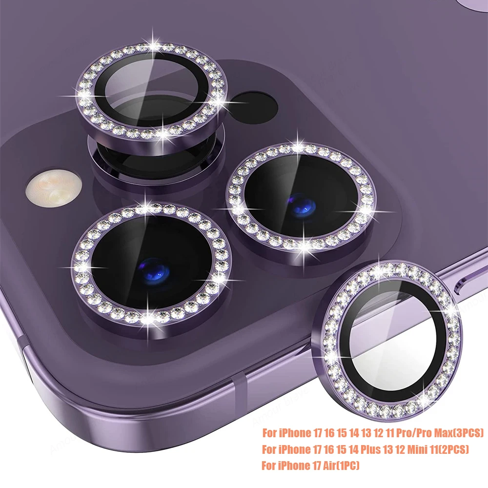 Diamond Glitter Camera Lens Protector with Metal Ring