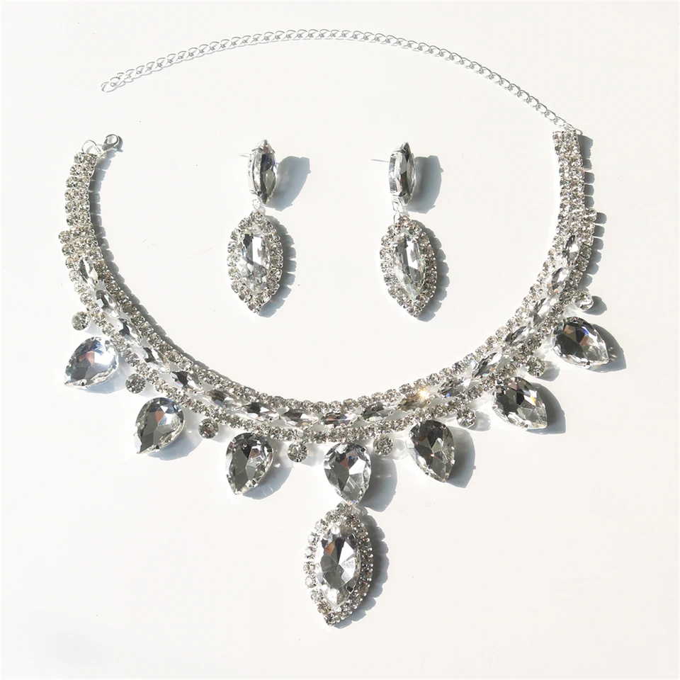 Set Gioielli Sposa Con Strass Scintillanti - Collana Choker E Orecchini Da Ballo Per Donne, Regalo Idea