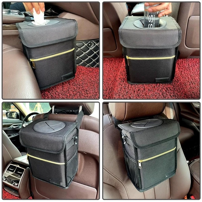 Car Universal Trash Can Seat Back Trash Can Waterproof Multi-function Auto Parts Auto Organizer Cleaning and Finishing