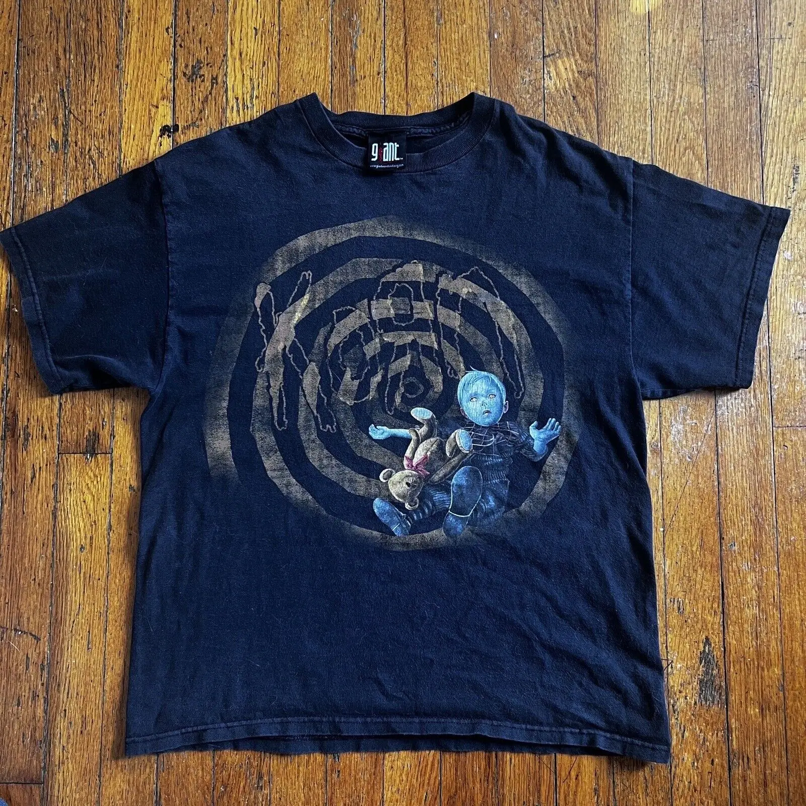 Винтажная рубашка с надписью Korn, с другой стороны