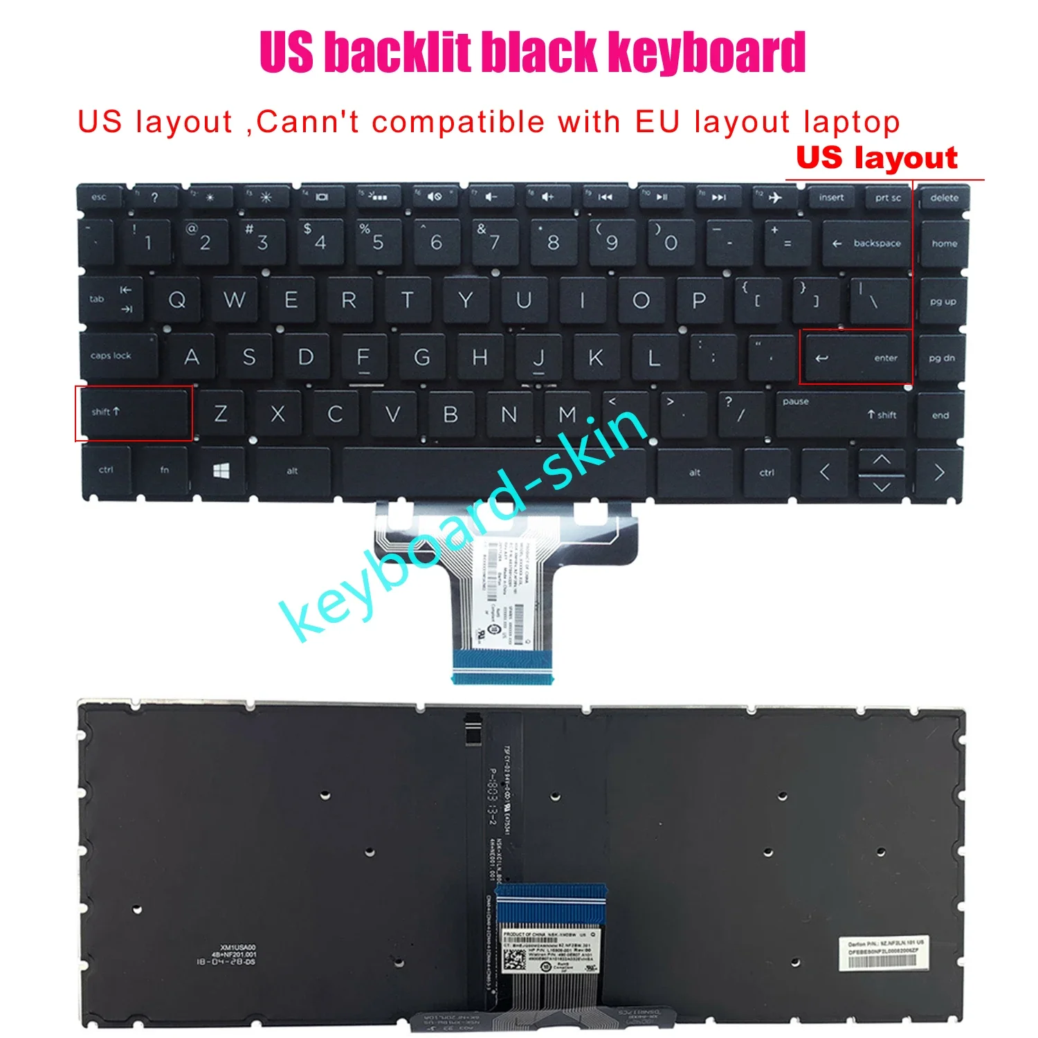 

New US keyboard black No-frame backlit for HP 14-CC 14-CD 14-cd 14-CE 14-CF 14-CK 14-CM 14-CS 14-DK 14-DG 14-dh 14s-DR 14s-dq