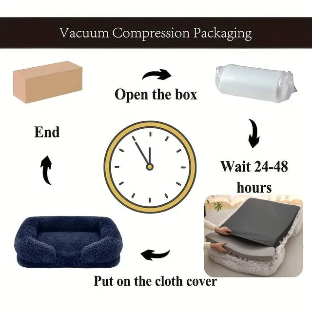 Sofa Style Furry Pet Bed - Rectangular Plush Dog Cat Bed in Warm Earthy Colours, Soft Cozy Sleeping Cushion Mat for Kennel Sofa 3
