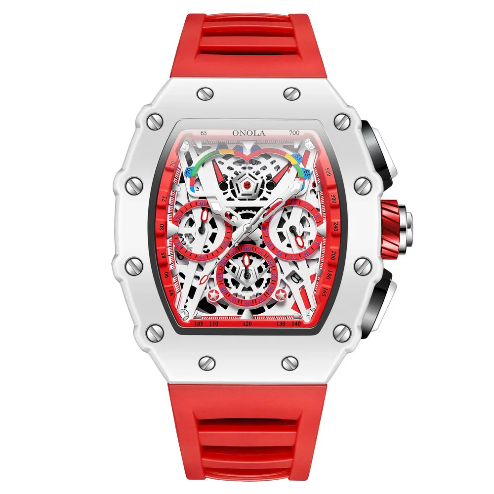 ONOLA Fashion Mens Tonneau Watches Waterproof Chronograph