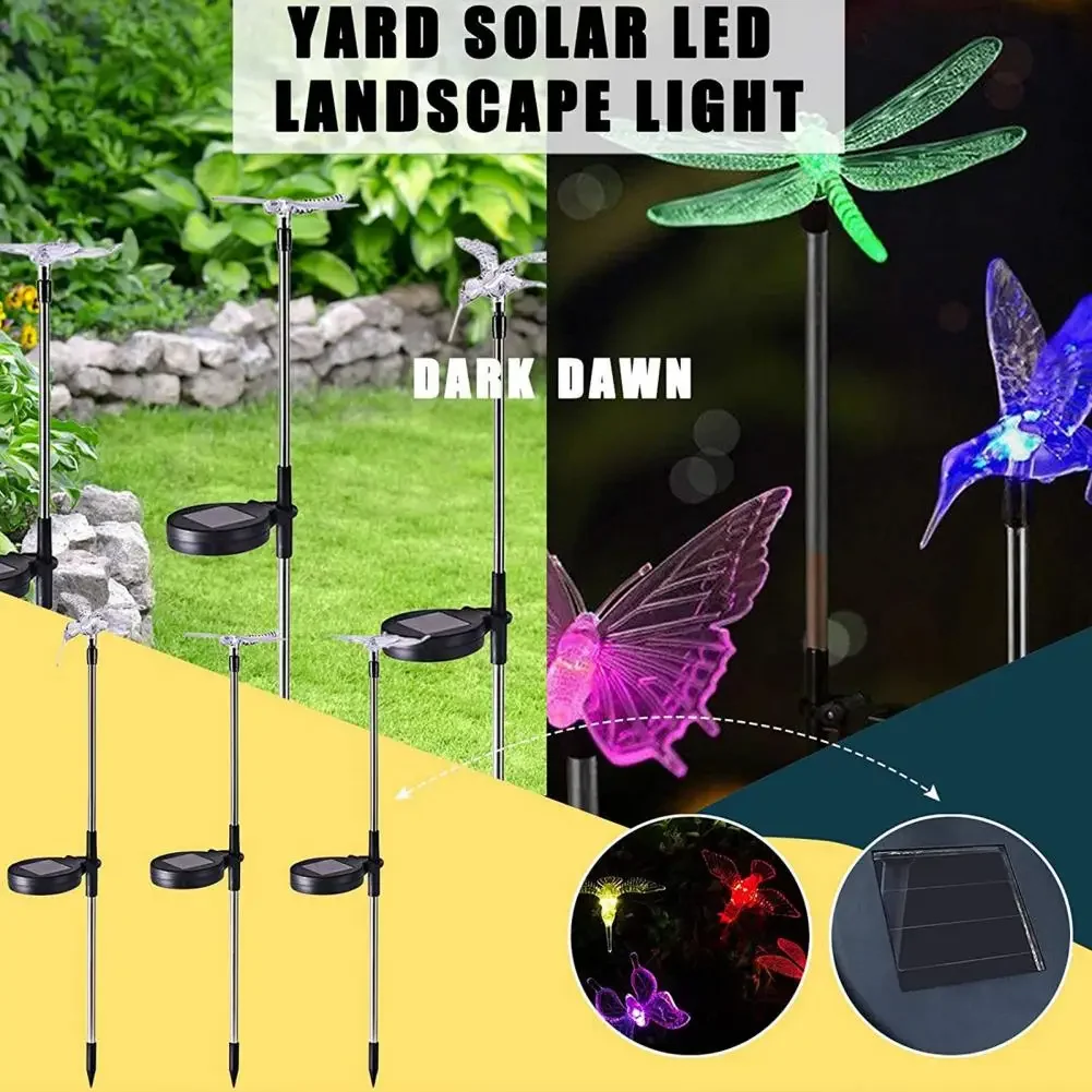 Solar Lawn Lights Butterfly Dragonfly Bird Colored LED Decorative Lighting Outdoor Waterproof Courtyard Garden Landscape Lights