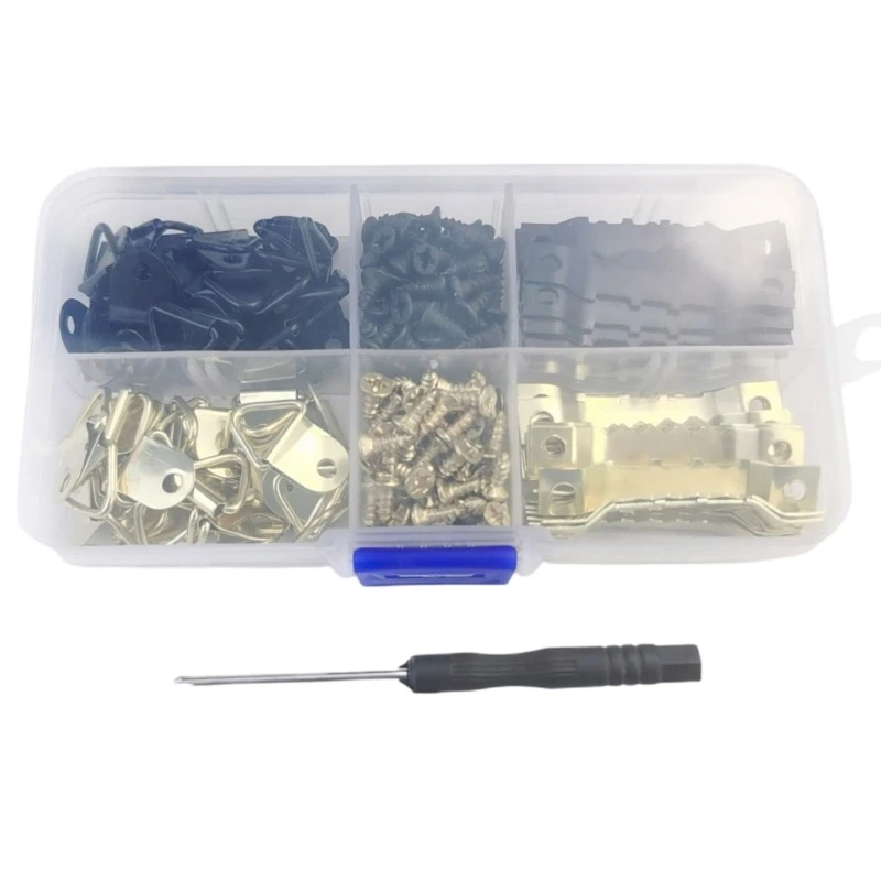 

252x Sawtoothes Picture Frame Hanging Hanger Double Hole with Screws Screwdriver F1FB