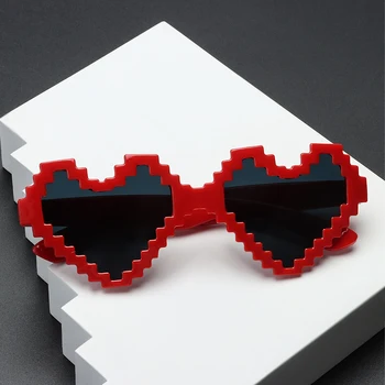 1pc serce okulary śmieszne mozaiki okulary Cosplay okulary figurka Minecraft serce pikseli mozaiki okulary kostium akcesoria tanie i dobre opinie gootrades CN (pochodzenie) Unisex MULTI Polycarbonate Non-Polarized