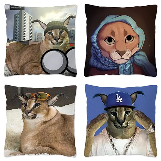 Cute floppa meme capa de almofada 45x45 decoração para casa dakimakura  engraçado caracal gato jogar capa de almofada para sala de estar housse de  coussin - AliExpress