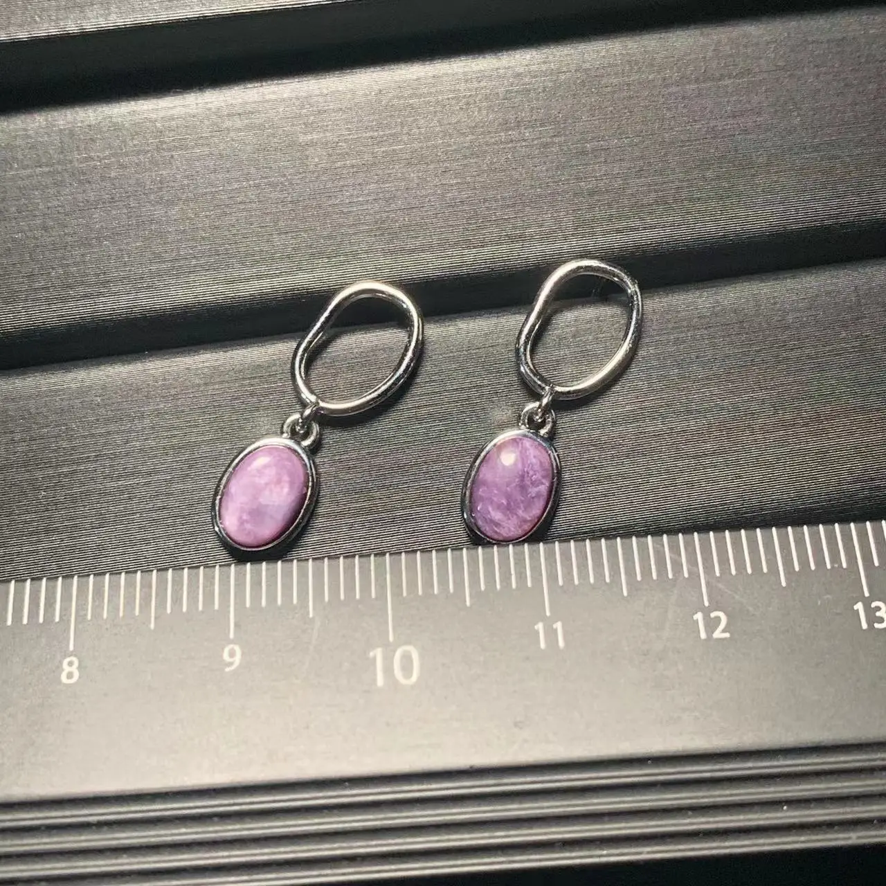 Natural Charoite Earrings Stone S925 Silver Studs for women Delicate Jewelry Gift Fine Jewelry