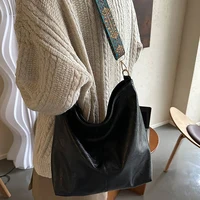 Wide Geometric Strap Shoulder Bag Large Capacity Crossbody Bags For Women,Retro Pu Leather Women’s Bag For Shopping Travel