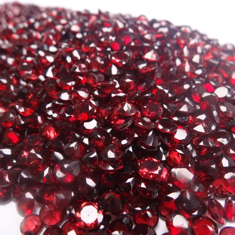 Loose Gemstones HOYON Natural Stone Round Cut 6X6mm 0.85Ct Loose Gemstone Garnet For Ring Earring Jewelry Making Accessories