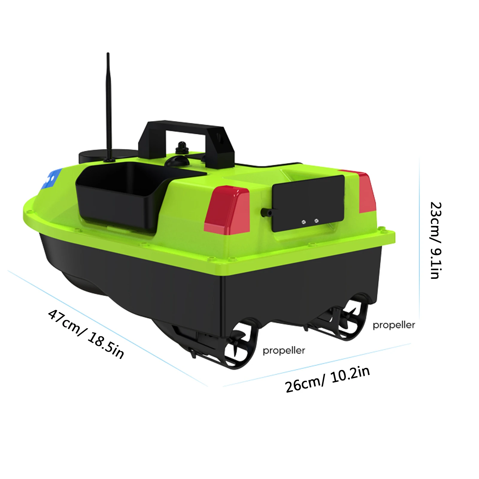 Bateau RC pêche GPS 500m 18000mAh LED 7 couleurs