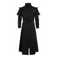  Vintage Halloween Medieval Steampunk Assassin Elves Pirate Costume Adult Men Black Long Split Jacket Gothic Armor Leather Coats 