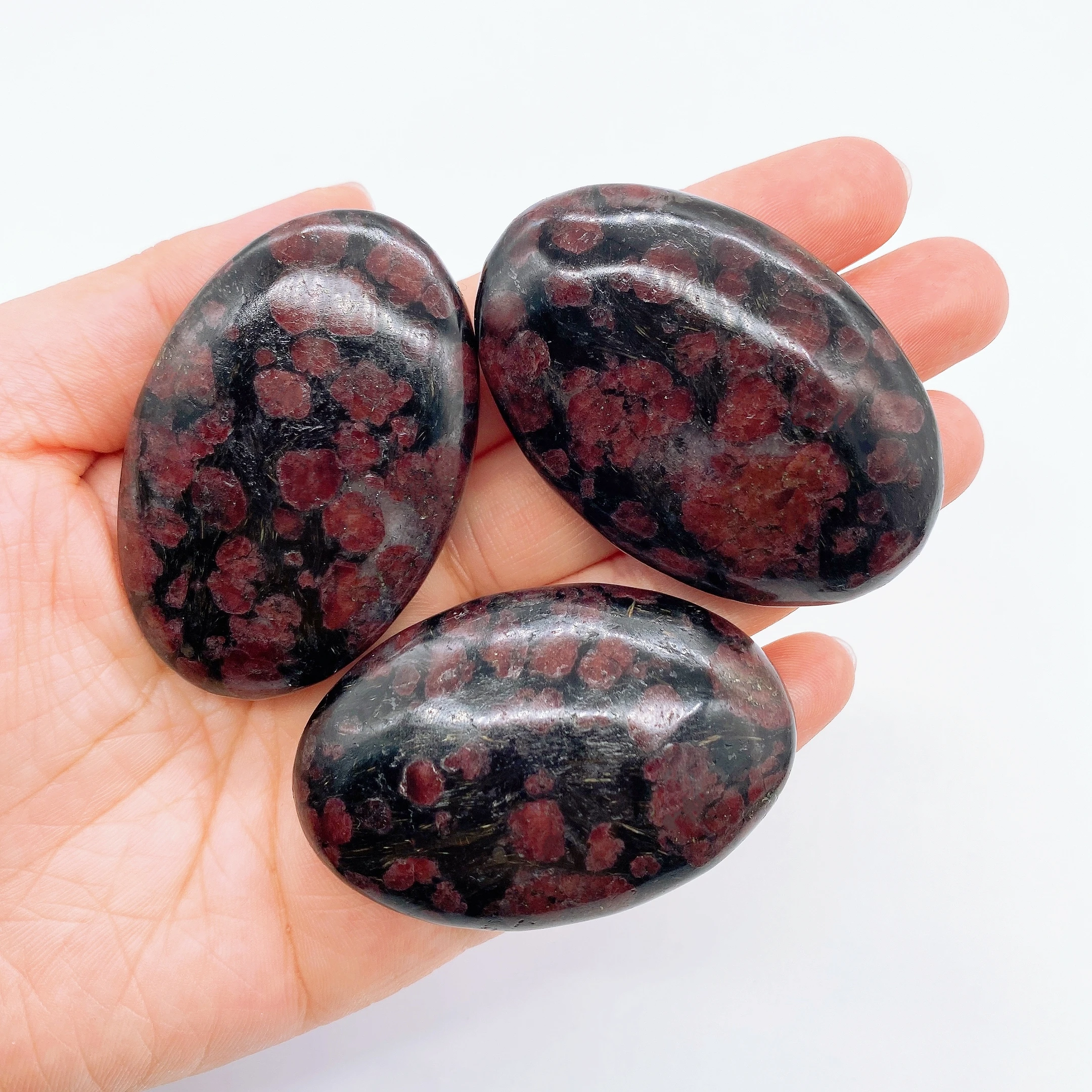 Natural Garnet Quartz Pocket Palm Crystal Stone Thumb Toy Hot Compress Crafts Healing Health Family message tool Home Decor 2