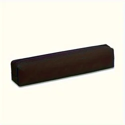 Elegant Mini Makeup Pencil Case - Premium Faux Leather with Stylish Design (Black)